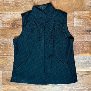 Eileen Fisher Quilted 100% Silk Black Vest